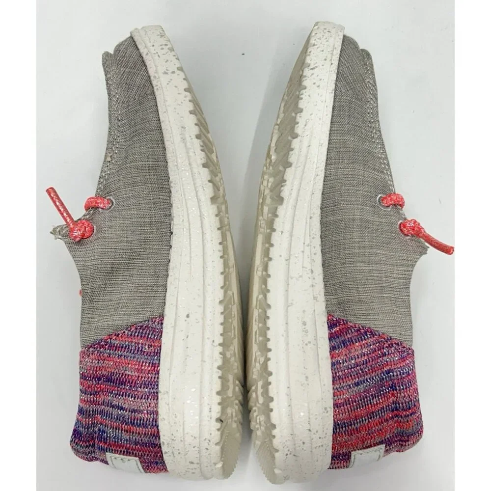 Hey Dude Wendy Funk Grey Size K12 Pink Slip On Shoe Youth Kids MINT CONDITION
